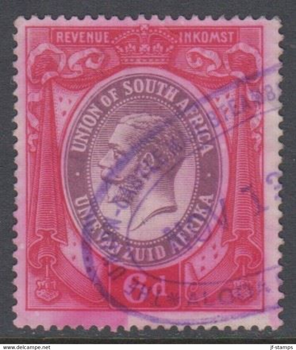 1913-1924. UNION OF SOUTH AFRICA. Georg V. REVENUE INKOMST. 6 D. () - JF420374 - Dienstmarken