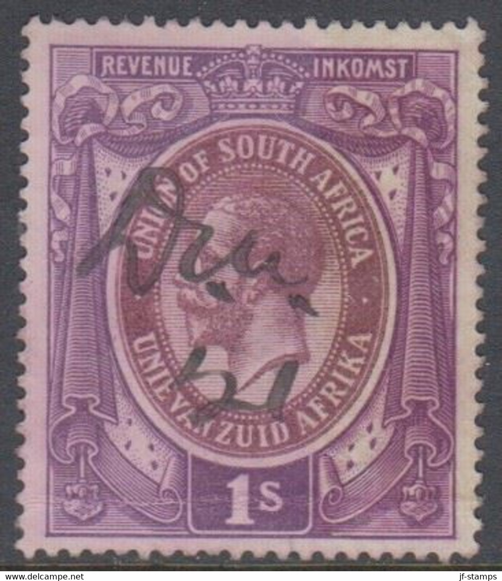 1913-1924. UNION OF SOUTH AFRICA. Georg V. REVENUE INKOMST. 1 S. Fold.  () - JF420377 - Dienstzegels