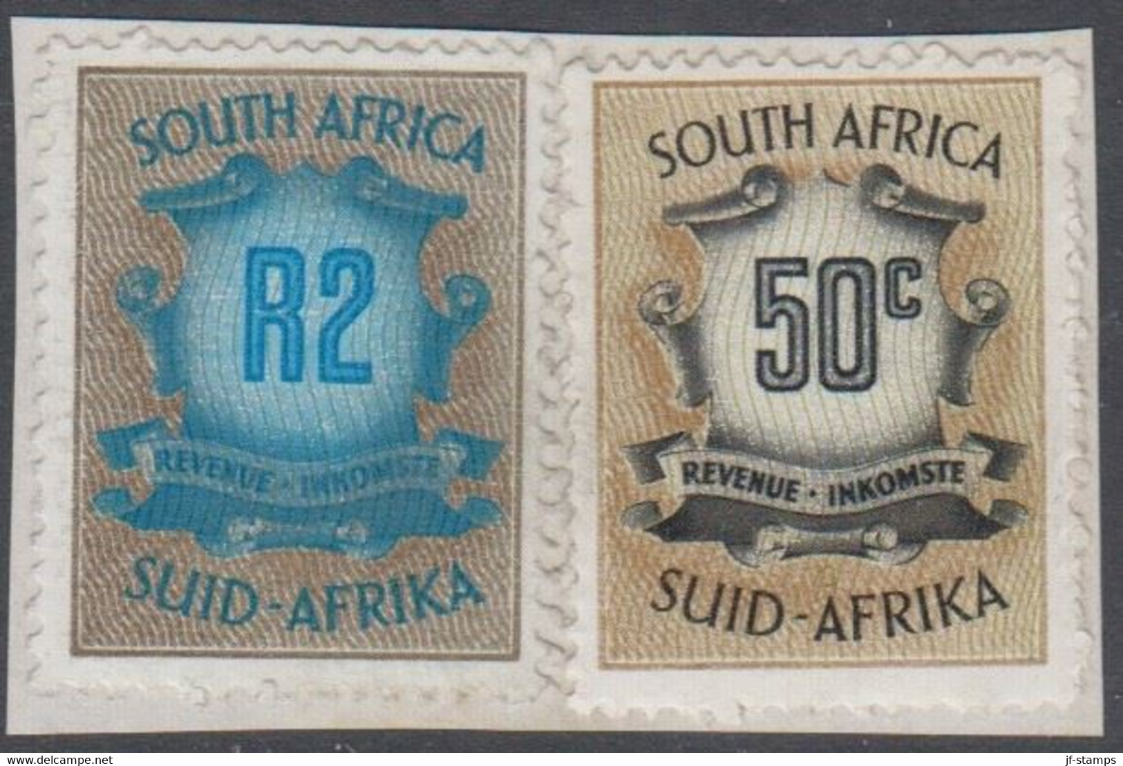 1970. SOUTH AFRICA. REVENUE INKOMST. R 2 + 50 C. On Small Piece.  () - JF420382 - Dienstmarken