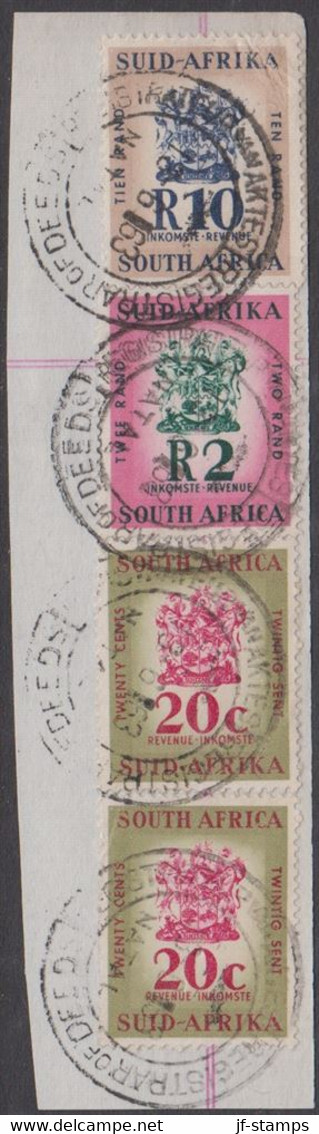 1963. SOUTH AFRICA. REVENUE INKOMST. R 2 + R 10 +2 Ex 20 C. On Small Piece.  () - JF420385 - Dienstmarken