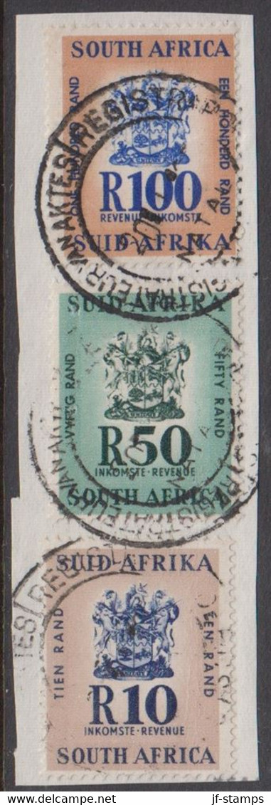 1964. SOUTH AFRICA. REVENUE INKOMST. R 100 + R 50 + R 10 On Small Piece.  () - JF420386 - Service