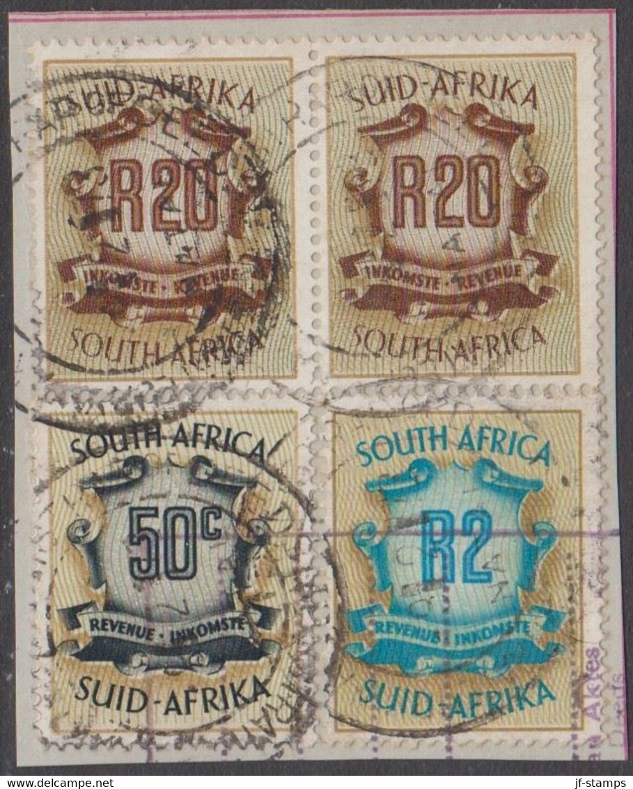 1972. SOUTH AFRICA. REVENUE INKOMST. R 20 + R 20 + R 2 + 50 C. On Small Piece.  () - JF420389 - Servizio