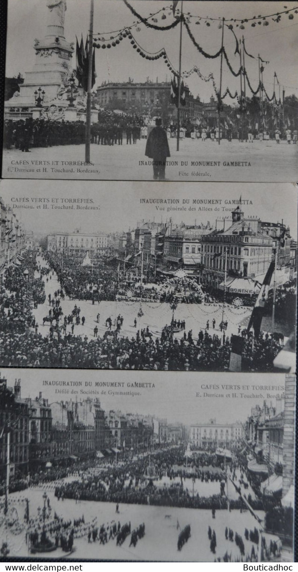 BORDEAUX : Inauguration Du Monument Gambetta (lot De 3 Cartes) - Inaugurations