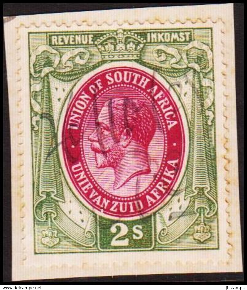 1913-1924. UNION OF SOUTH AFRICA. Georg V. REVENUE INKOMST. 2 S. On Small Piece.  () - JF420427 - Officials