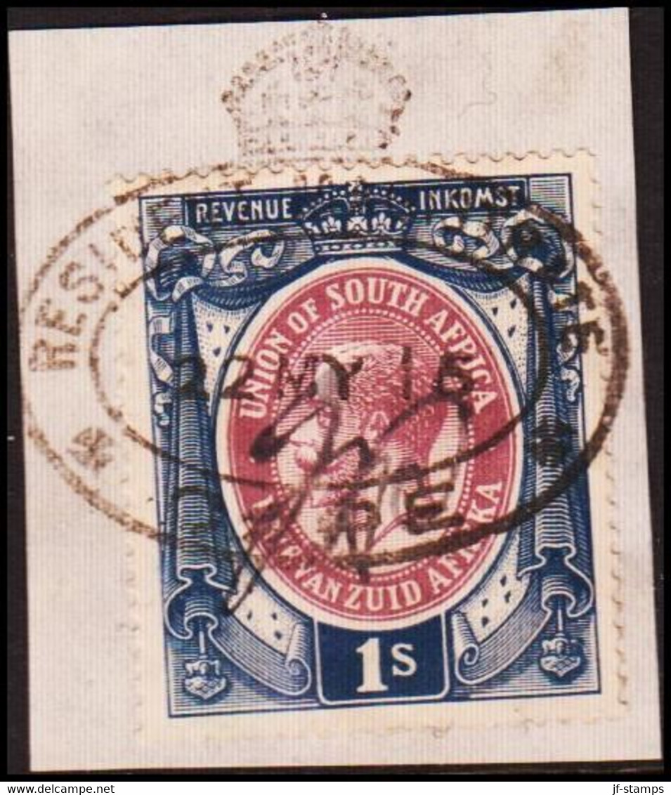 1913-1924. UNION OF SOUTH AFRICA. Georg V. REVENUE INKOMST. 1 S. On Small Piece. LUXU... () - JF420430 - Dienstzegels