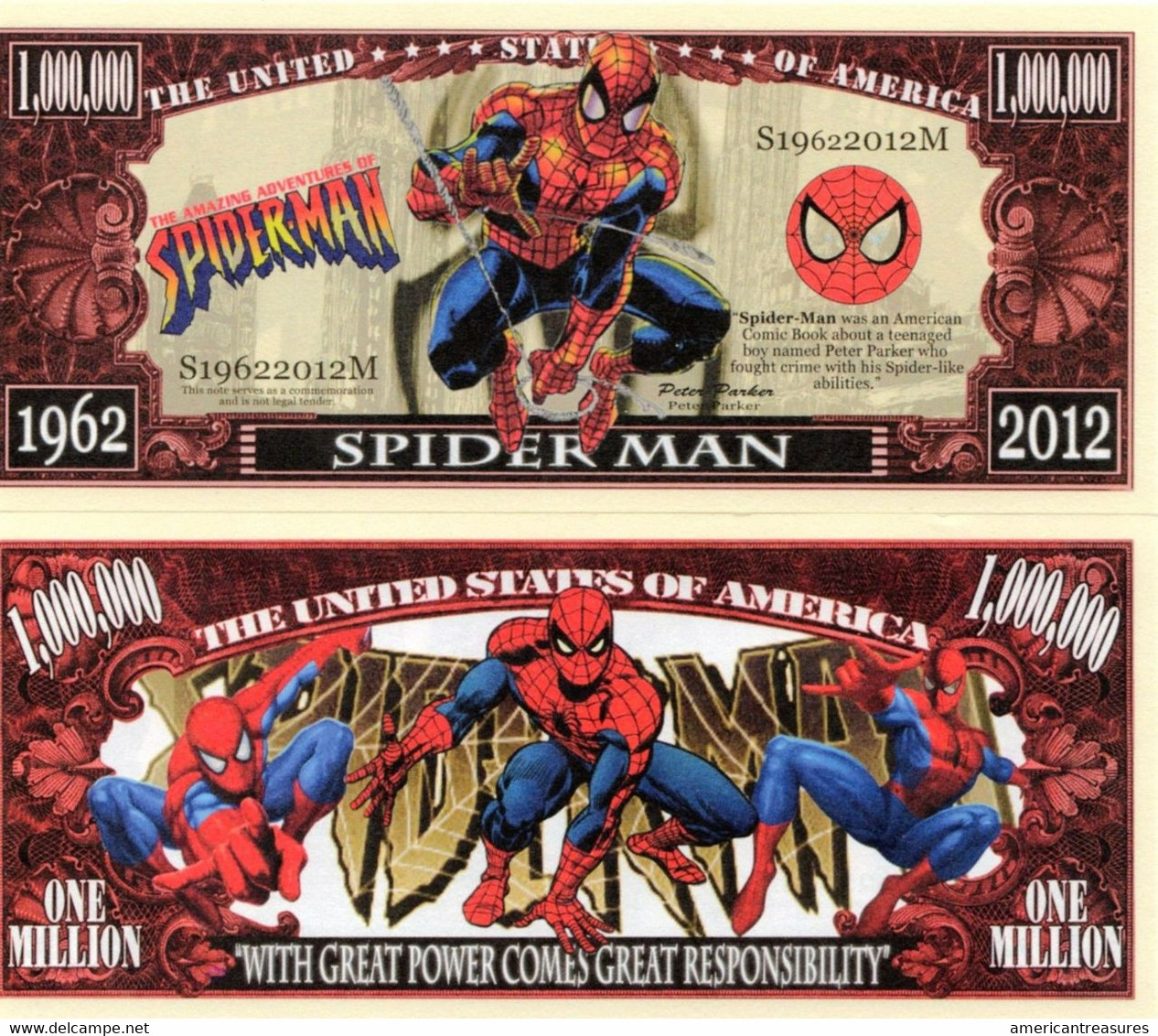 USA 1 Million Dollar Banknote 'Spiderman' (Peter Parker) - NEW - UNC & CRISP - Sonstige – Amerika