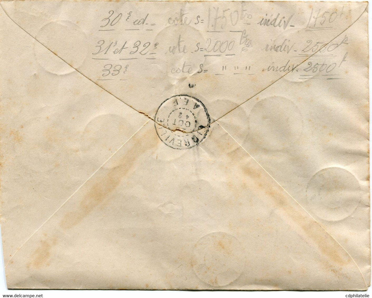 A. E. F  LETTRE AFFRANCHIE AVEC DES TIMBRES DE LA SERIE "SURTAXE POUR LA LIBERATION" DEPART LIBREVILLE 29 OCT 43 A.E.F. - Lettres & Documents