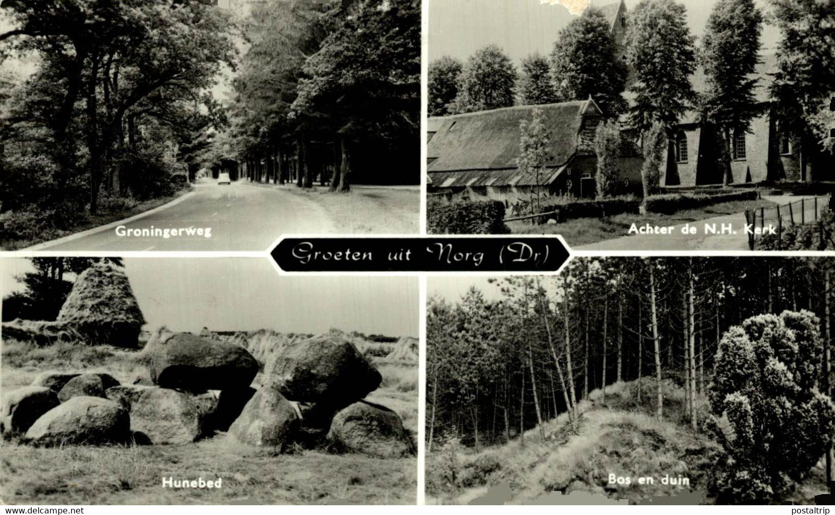 Groeten Uit NORG Groningerweg Achter De NH Kerk Bos En Duin Hunebed  DRENTHE HOLLAND HOLANDA NETHERLANDS - Norg