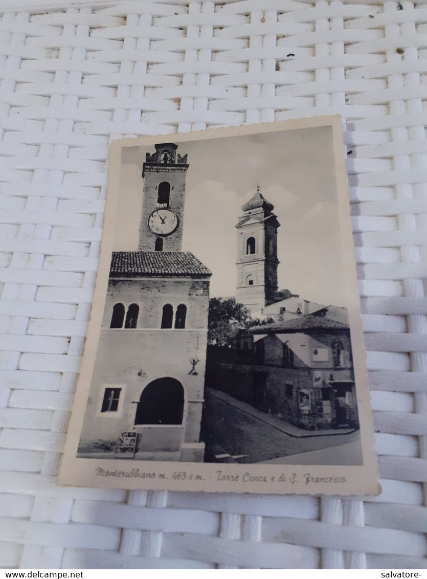CARTOLINA MONTERUBBIANO - TORRE CIVICA DI SAN FRANCESCO- VIAGGIATA 1957 - Ascoli Piceno