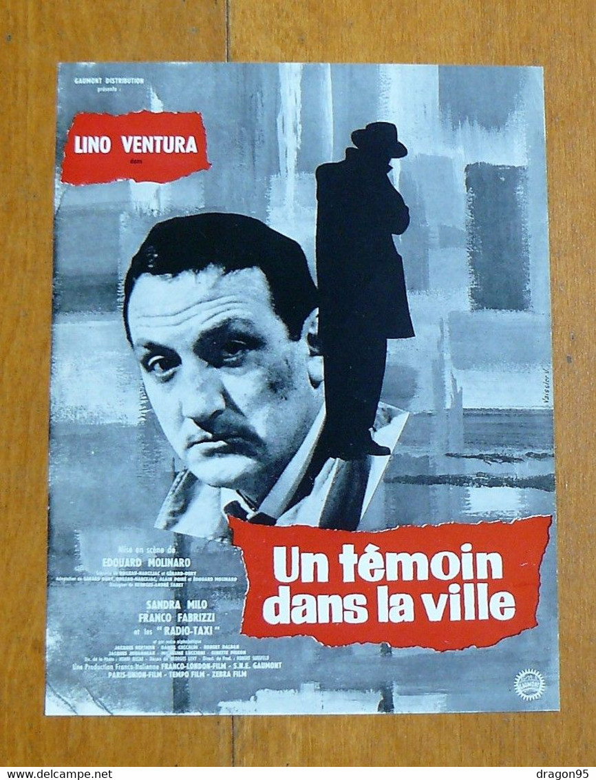 Un Témoin Dans La Ville : Dossier De Presse - Lino Ventura, Sandra Milo, Robert Dalban - 1959 - Cinema Advertisement