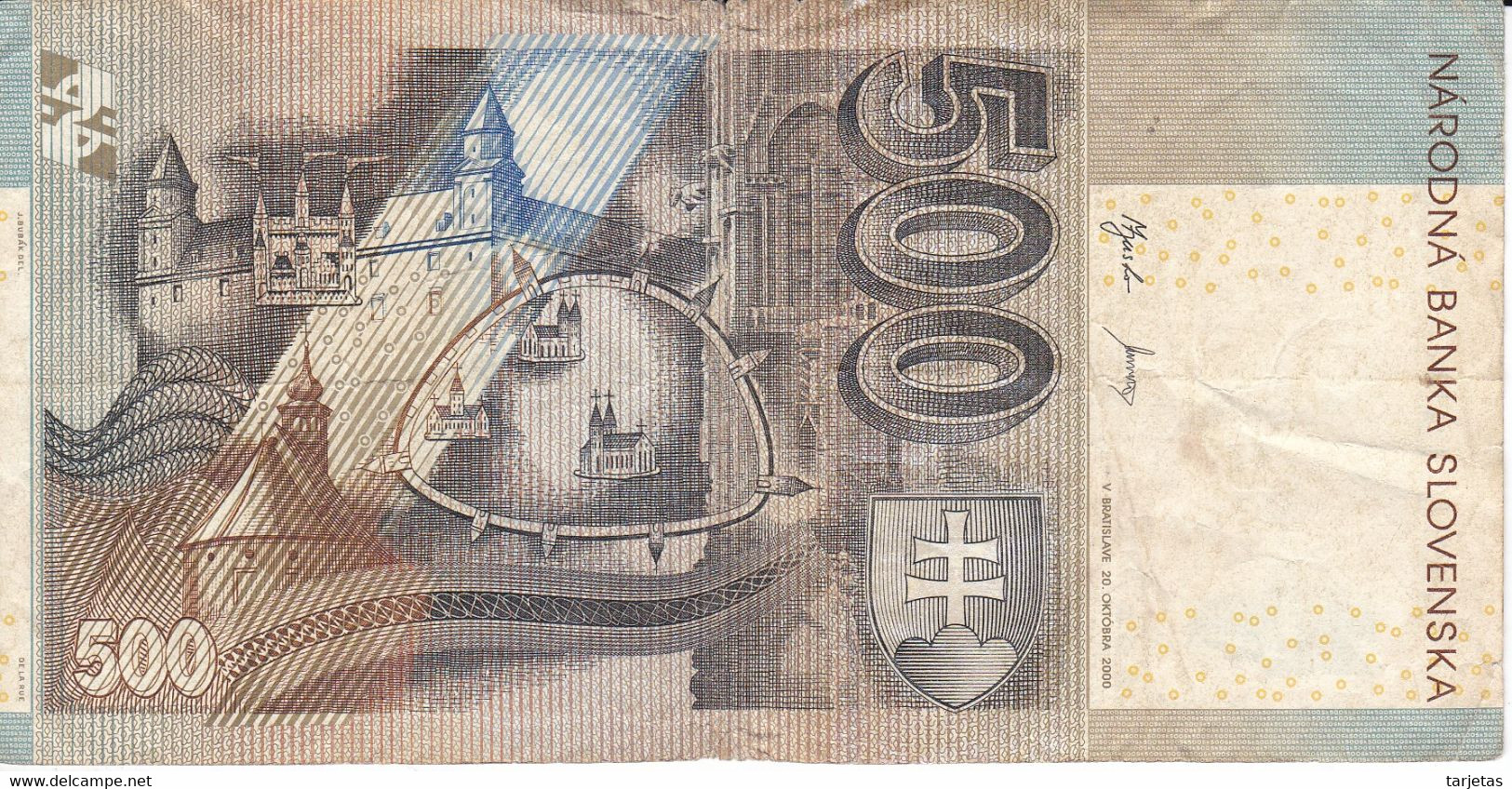 BILLETE DE ESLOVAQUIA DE 500 KORUN DEL AÑO 2000 (BANK NOTE) - Slowakije