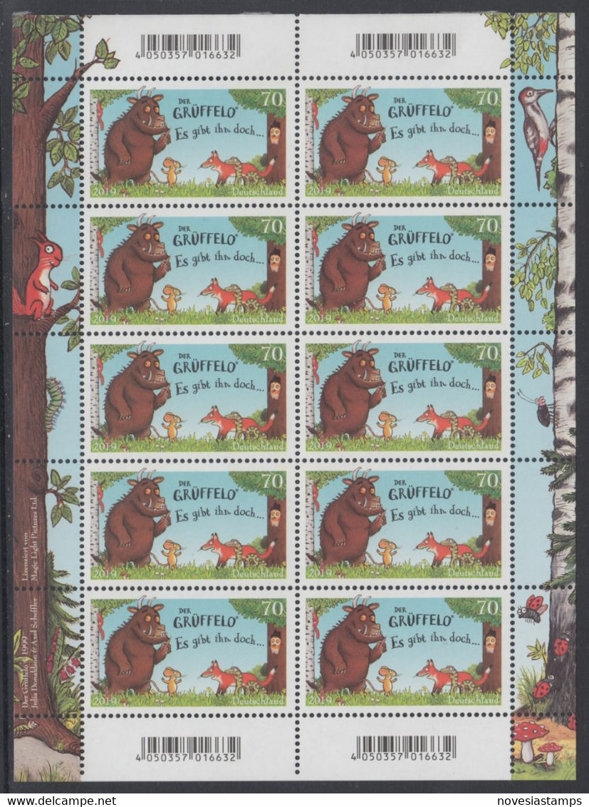 !a! GERMANY 2019 Mi. 3450 MNH SHEET(10 - Child Book "Der Grüffelo" - 2011-2020