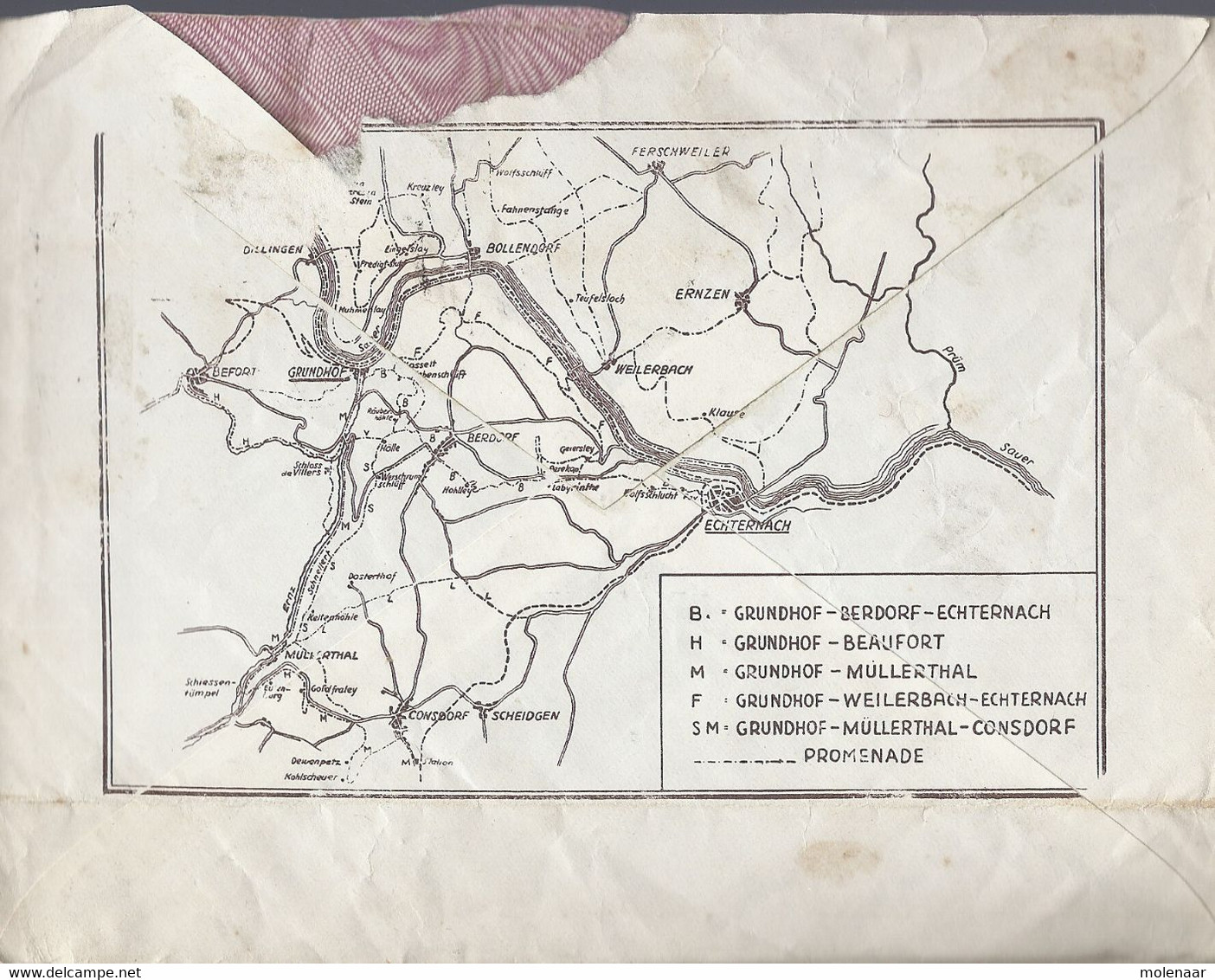 Luxemburg Brief Uit 1951 Met 4 Zegels (1800) - 1948-58 Charlotte De Profil à Gauche