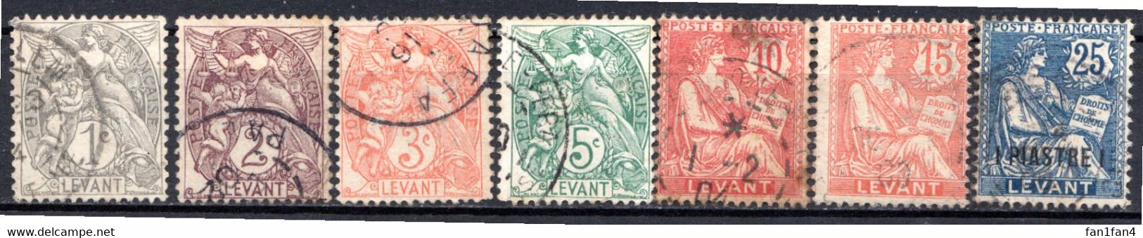 LEVANT - (Bureaux Français) - 1902-20 - N° 9 à 17 - (Lot De 7 Valeurs Différentes) - Usati