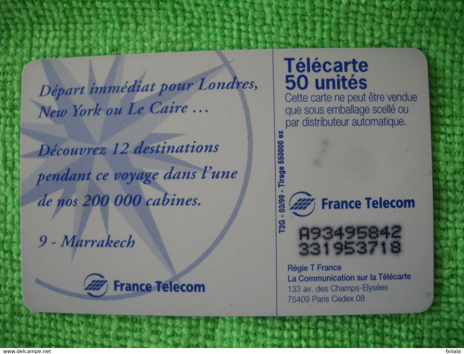 7192 Télécarte Collection Cabine N°9  MARRAKECH  50U  ( Recto Verso)  Carte Téléphonique - 1999