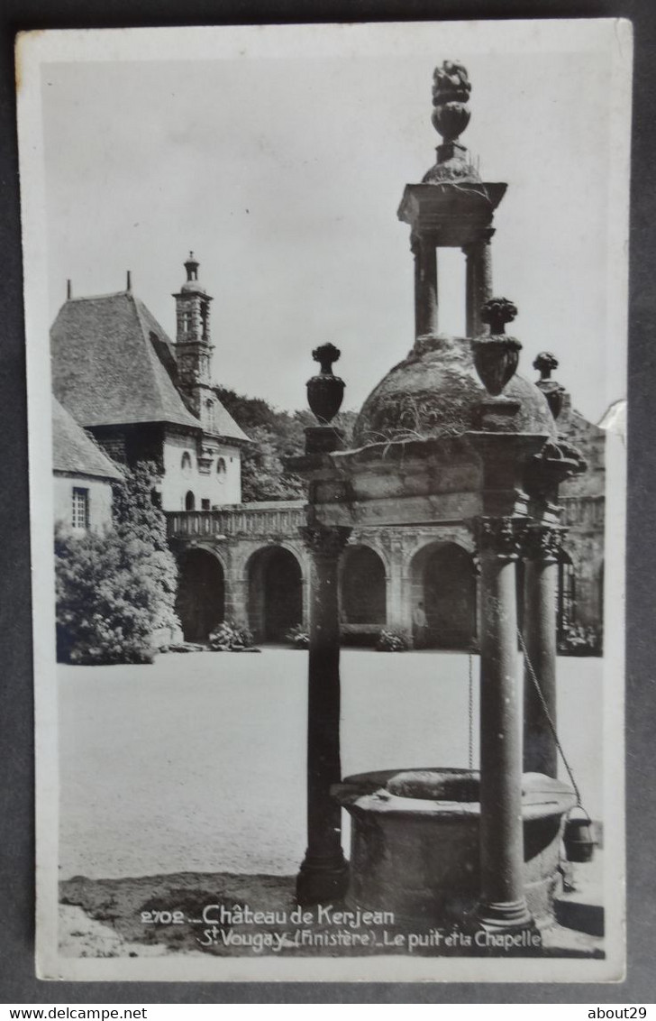 CPA 29 KERJEAN - Le Château - RARE VUE -  Le Puits Et La Chapelle - La Cigogne 2702 - Réf. E 115 - Saint-Vougay