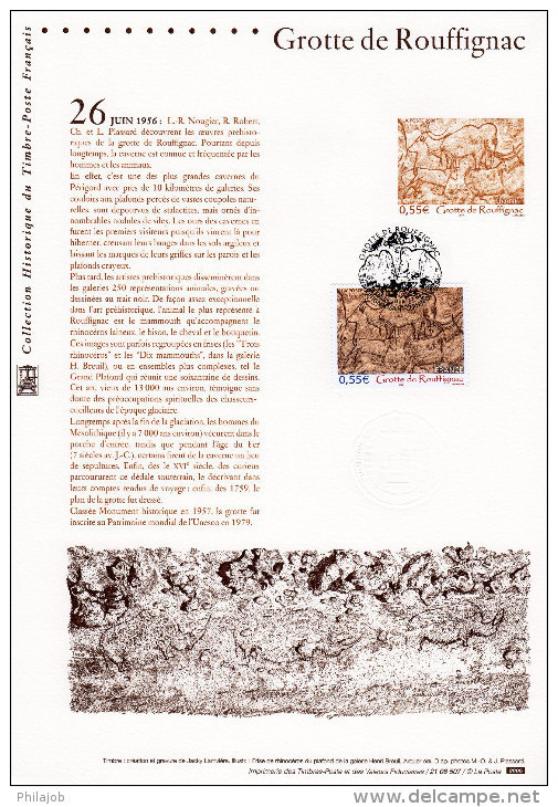 &#9989; " GROTTE DE ROUFFIGNAC " Sur Document Philatélique Officiel De 2006  N° YT 3905. Parf état DPO - Prehistorie