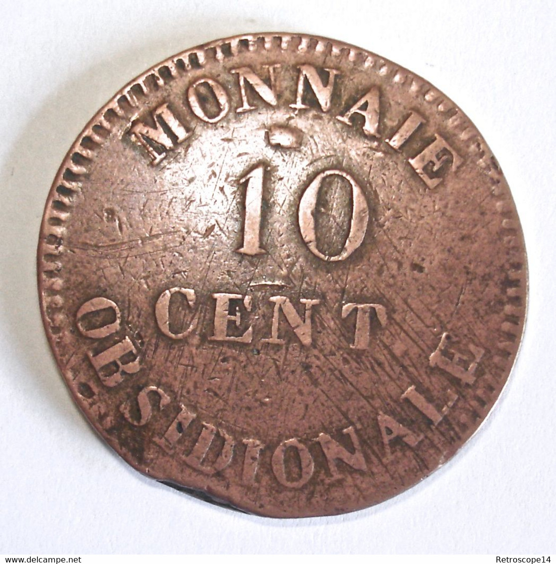 RARE. 1814 10 CENTIMES ANVERS À L'N SANS INITIALE G.191A RICQUIER - 1814 Siège D’Anvers