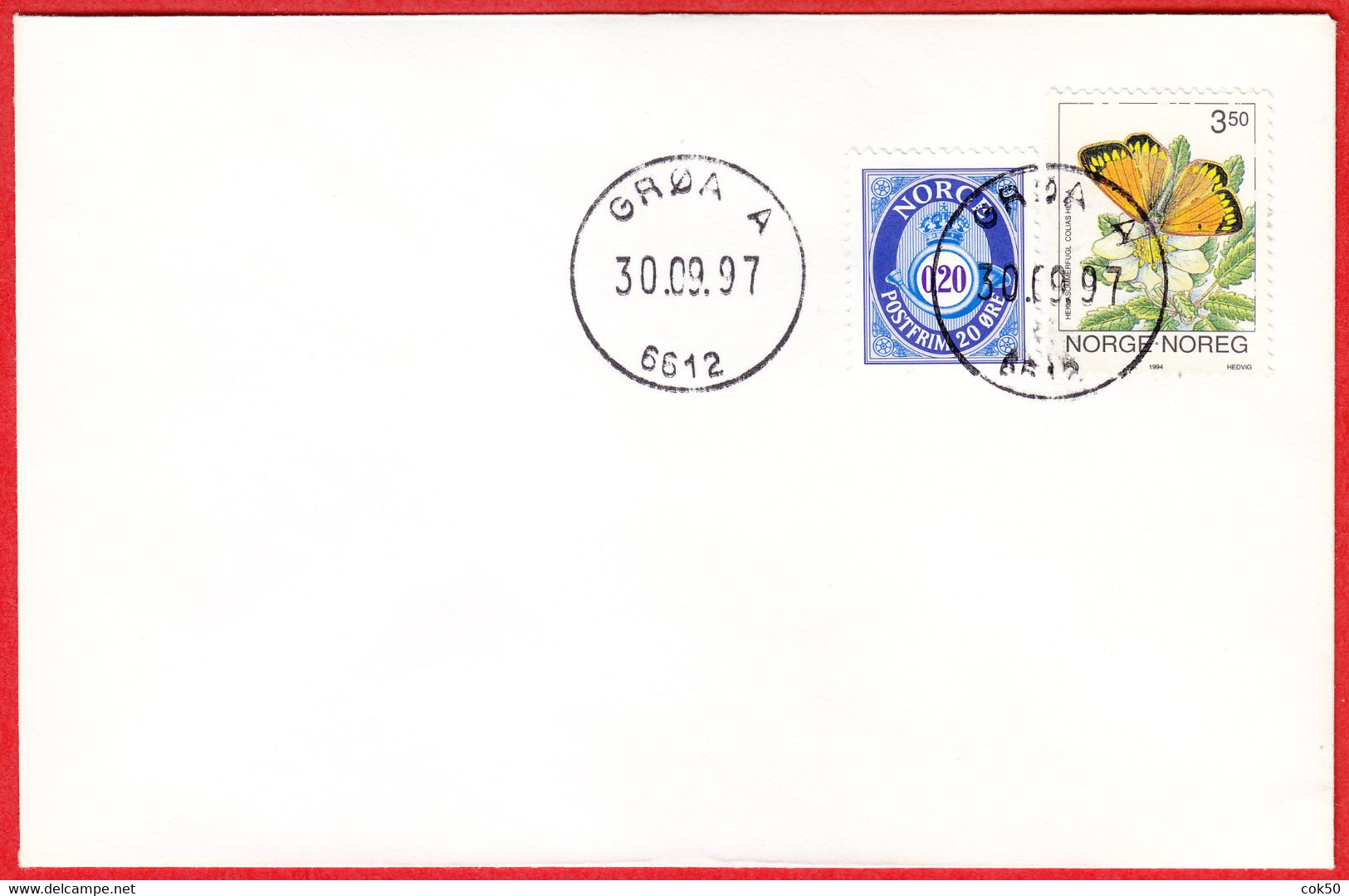 NORWAY -  6612 GRØA  A - 25 Mm Ø (Møre & Romsdal County) - Last Day/postoffice Closed On 1997.09.30 - Emissioni Locali