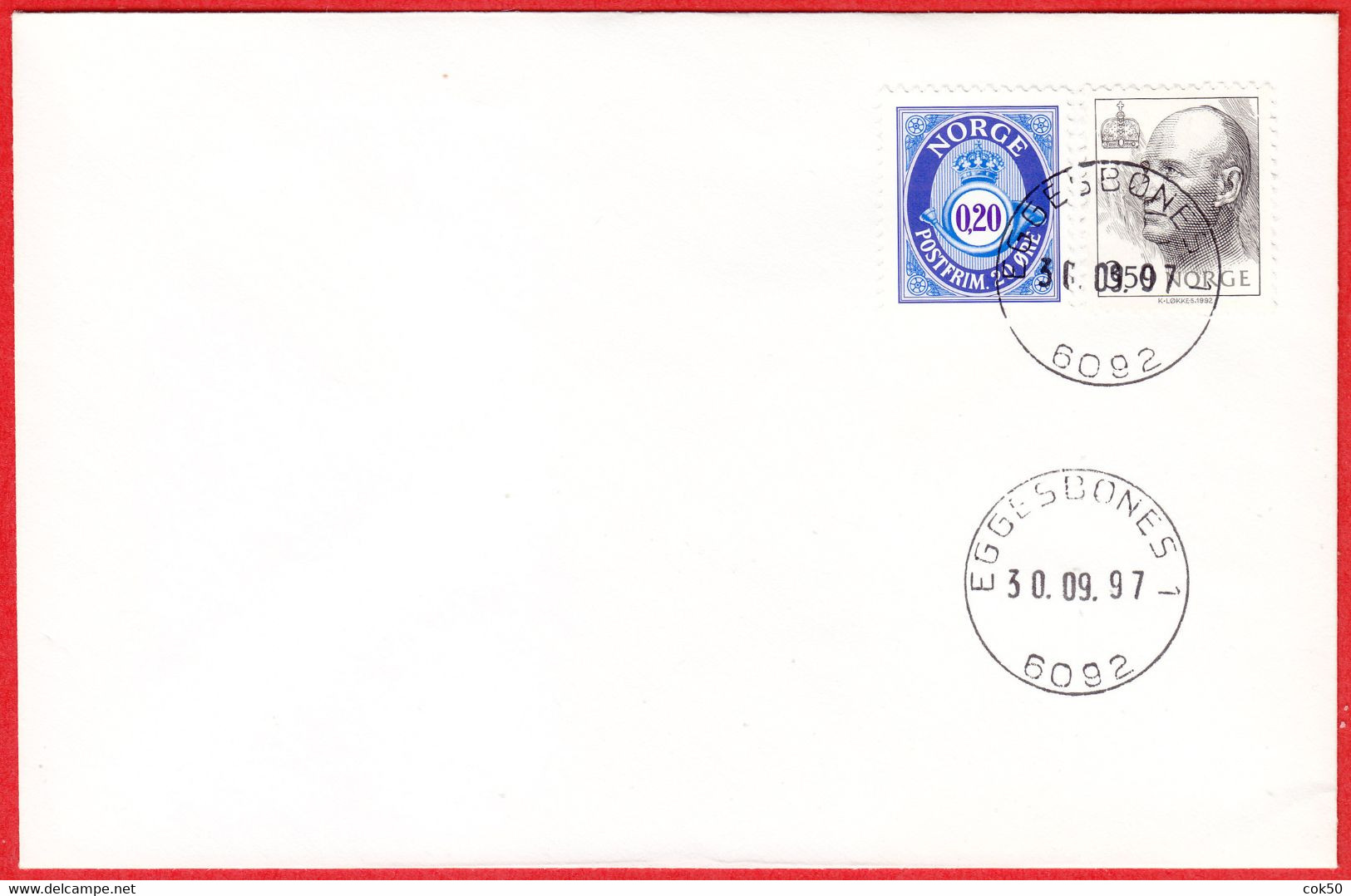 NORWAY -  6092 EGGESBØNES 1 - 24 Mm Ø (Møre & Romsdal County) - Last Day/postoffice Closed On 1997.09.30 - Emissioni Locali