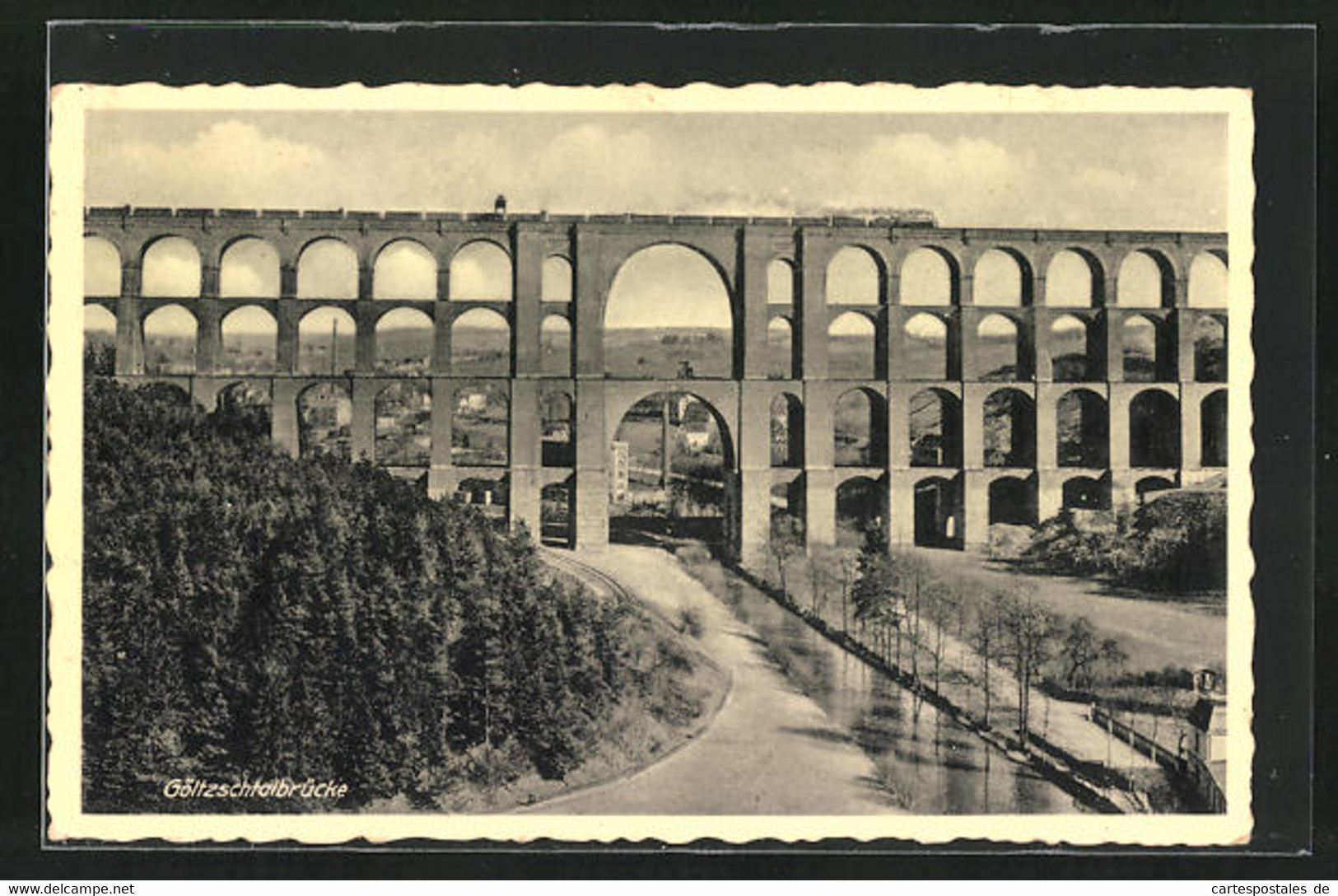 AK Netzschkau, Göltzschtalbrücke, Eisenbahnlinie Reichenbach-Plauen I. V. - Reichenbach I. Vogtl.