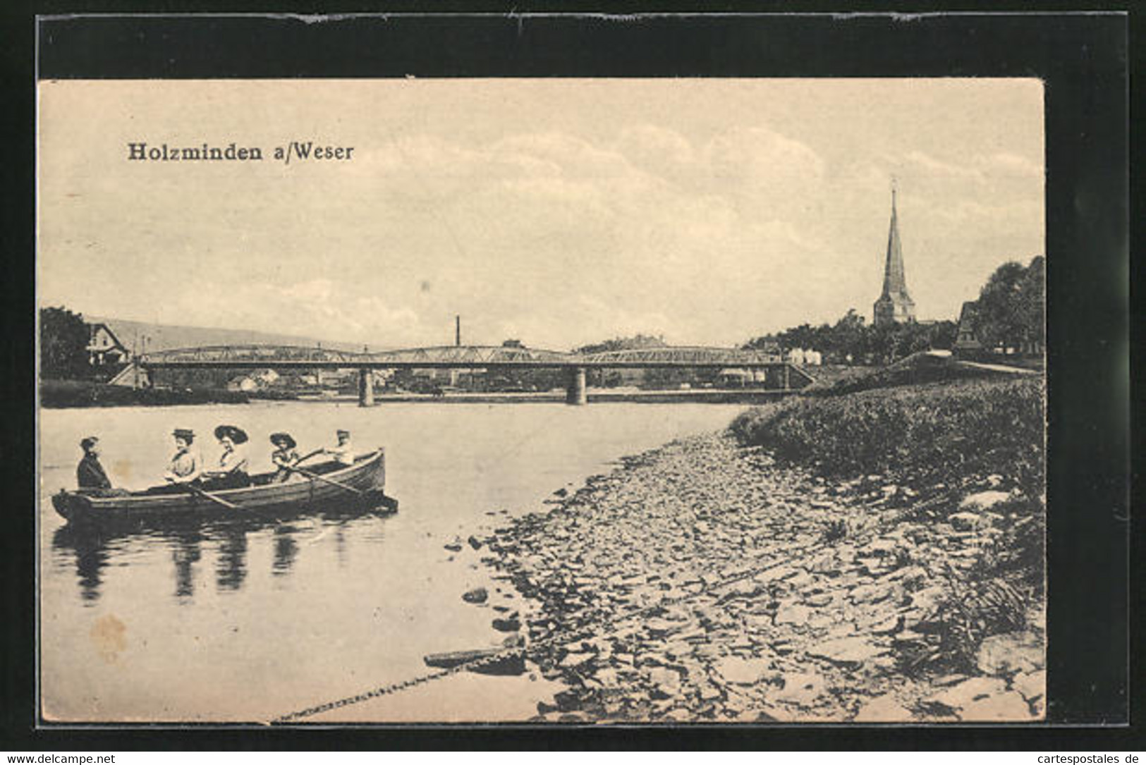 AK Holzminden A. D. W., Ortspartie Mit Brücke Und Kirchturm - Holzminden