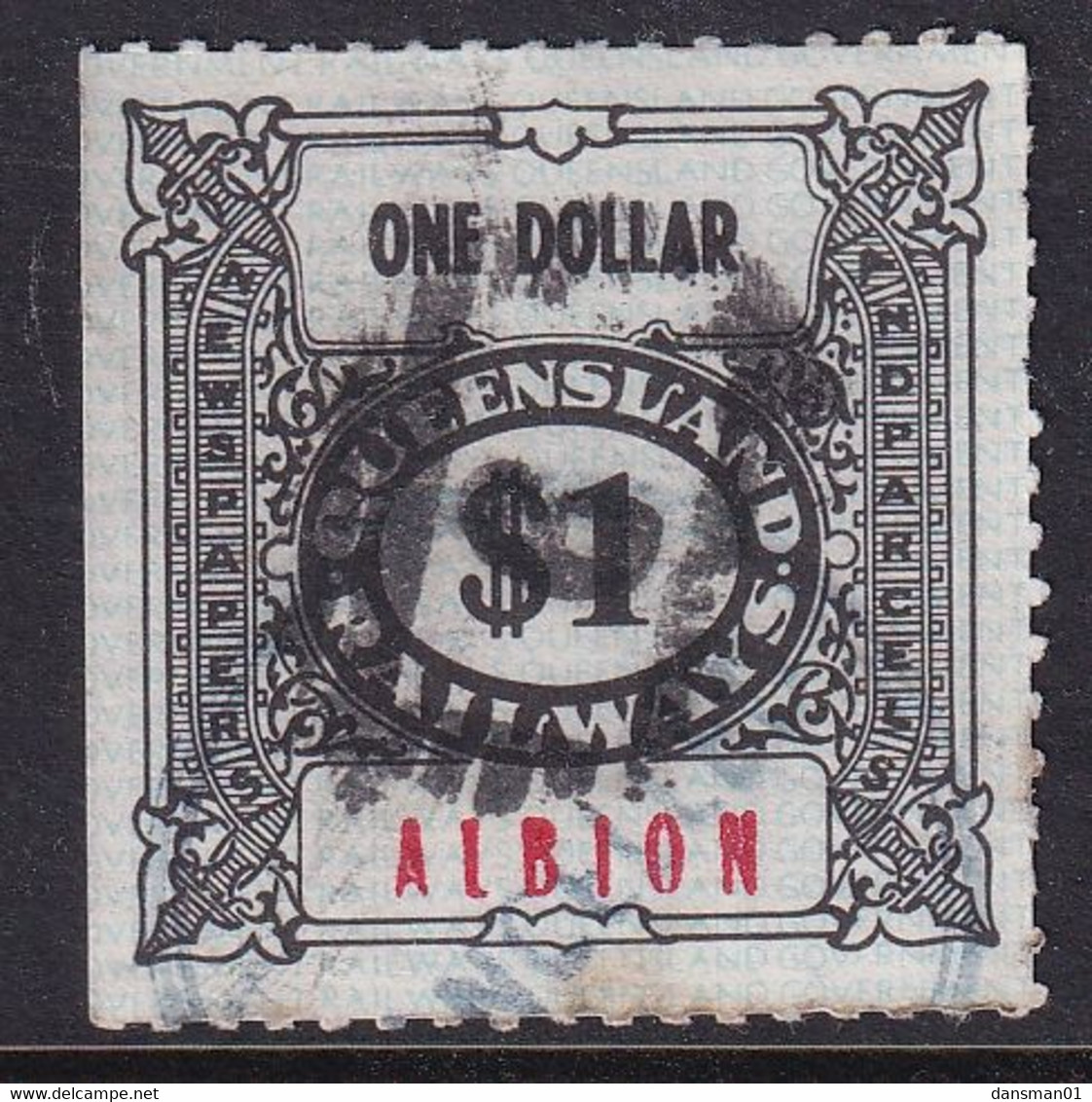 Queensland Railway Parcel Stamp $1 ALBION - Otros & Sin Clasificación