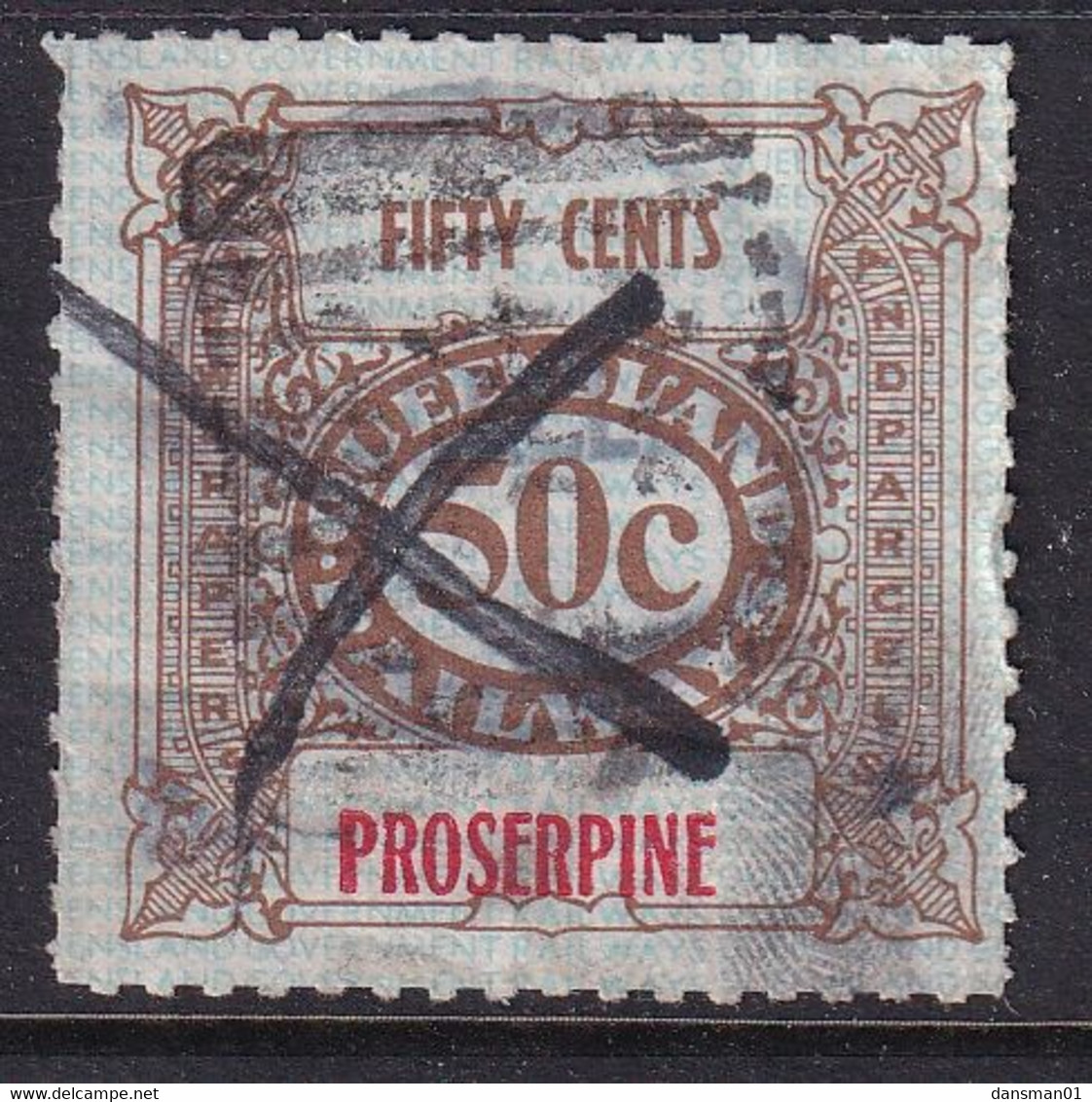 Queensland Railway Parcel Stamp 50c PROSPERINE - Otros & Sin Clasificación