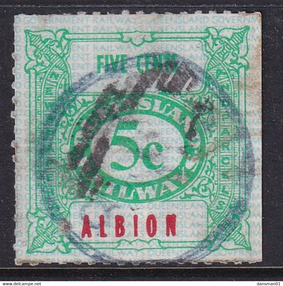 Queensland Railway Parcel Stamp 5c ALBION - Andere & Zonder Classificatie