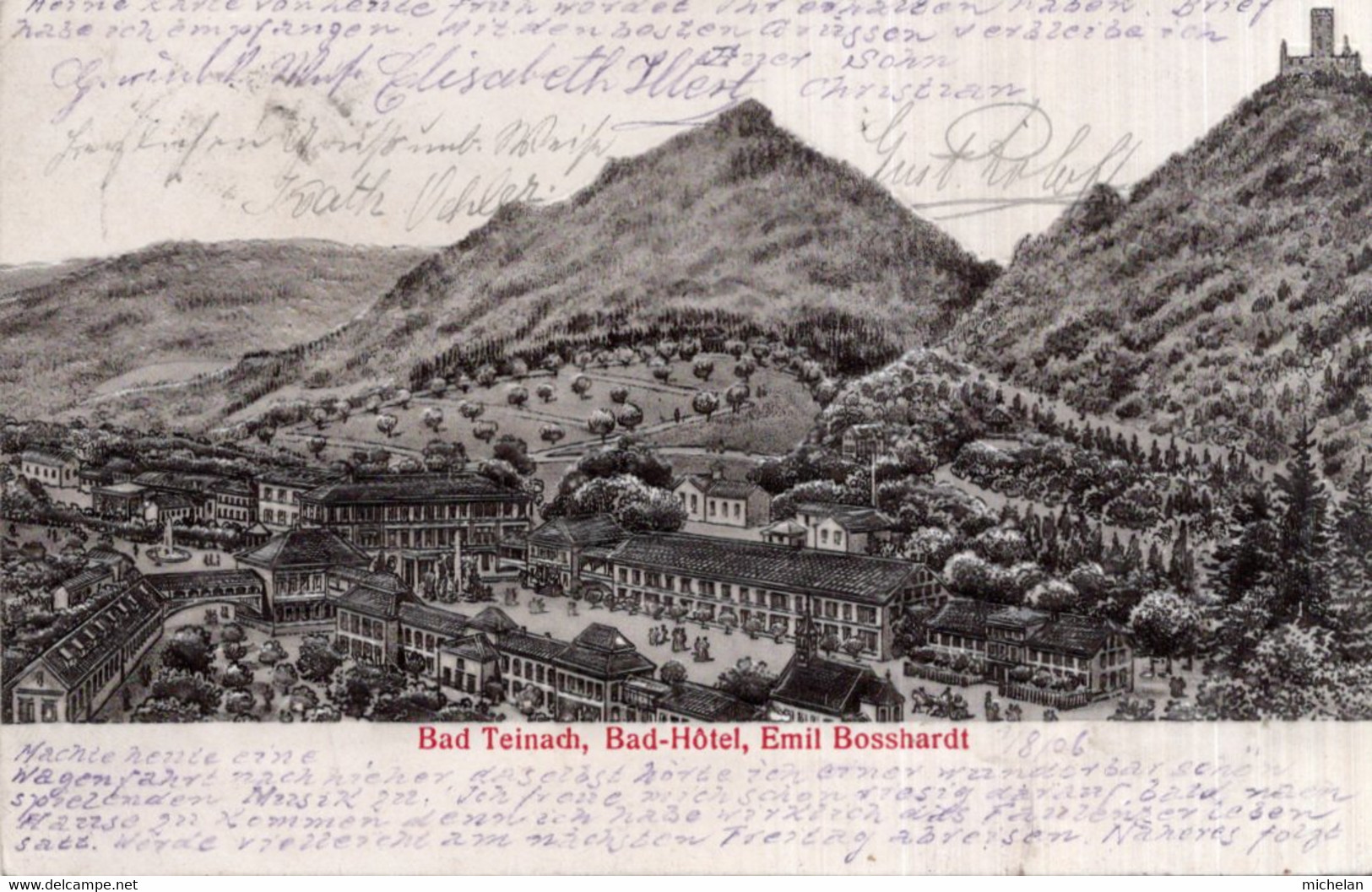 CPA EN RELIEF     ALLEMAGNE---BAD TEINACH, BAD-HOTEL, EMIL BOSSHARDT---1908 - Bad Teinach