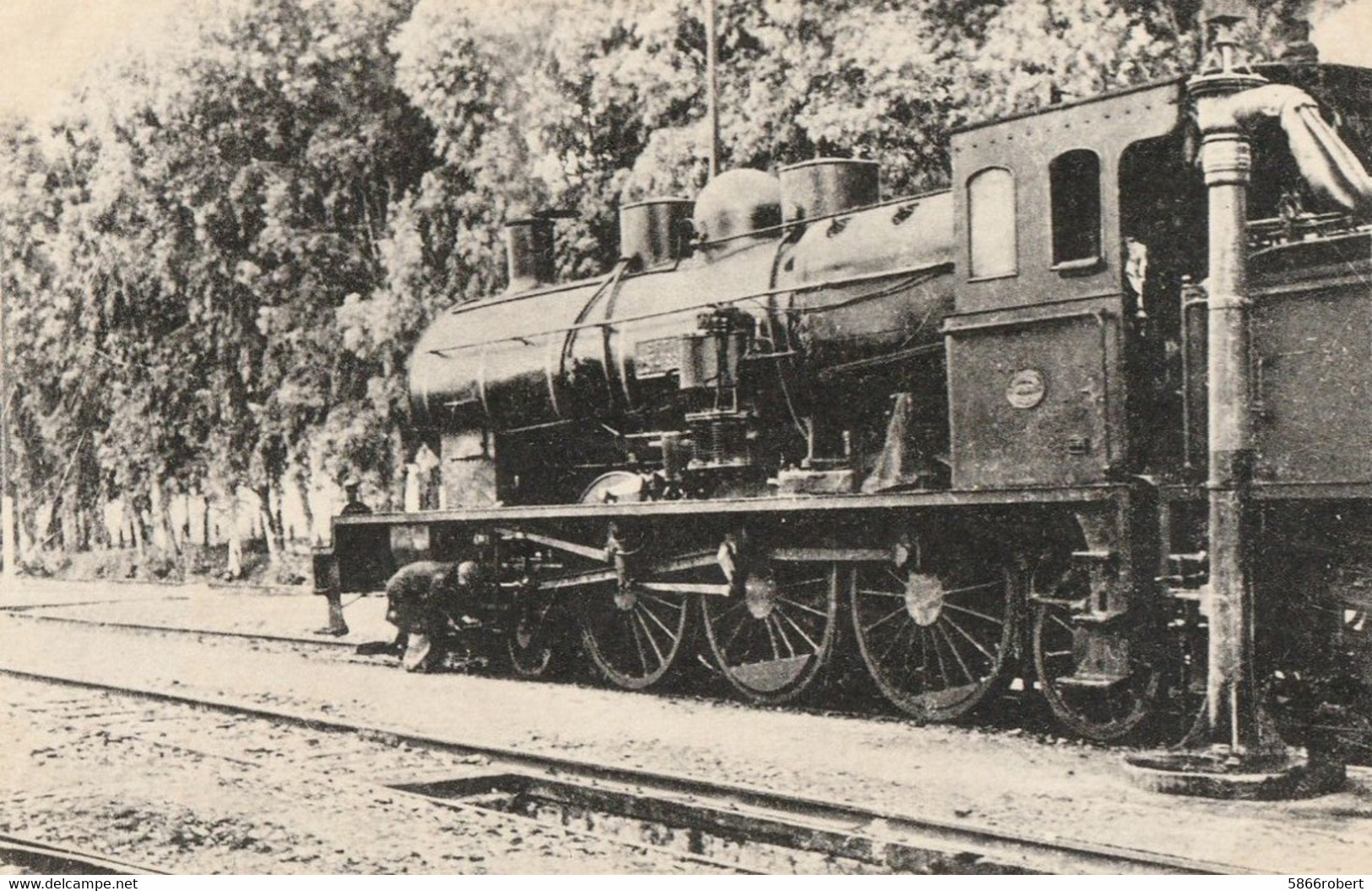 CARTE POSTALE ORIGINALE ANCIENNE : LOCOMOTIVE VAPEUR DE LA TUNISIE PACIFIC 181-185 CONSTRUITE EN 1903 SOCIETE ALSACIENNE - Equipment