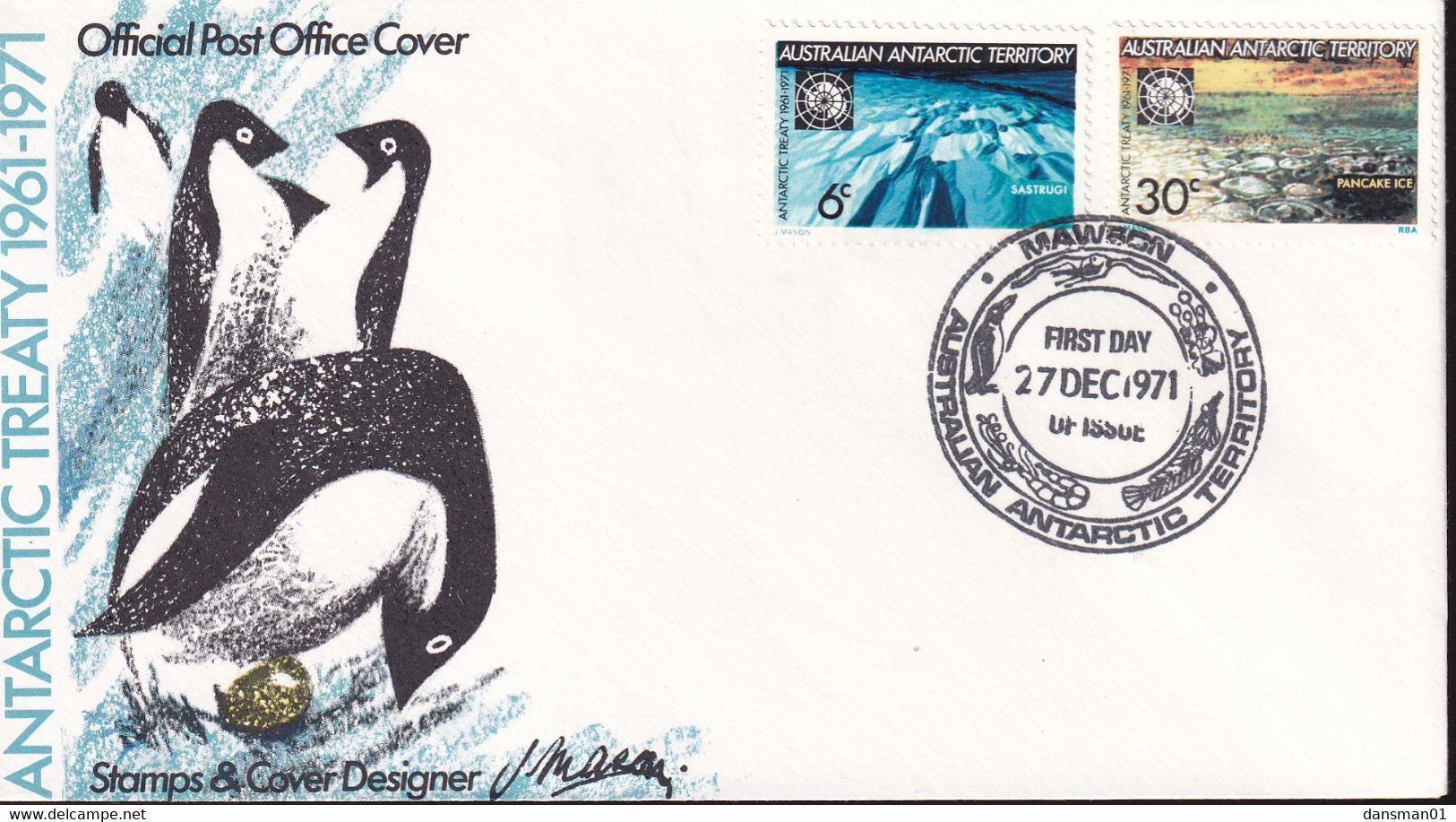 Australian Antarctic Territory 1971 SC L19-20 FDC Mawson Base - FDC