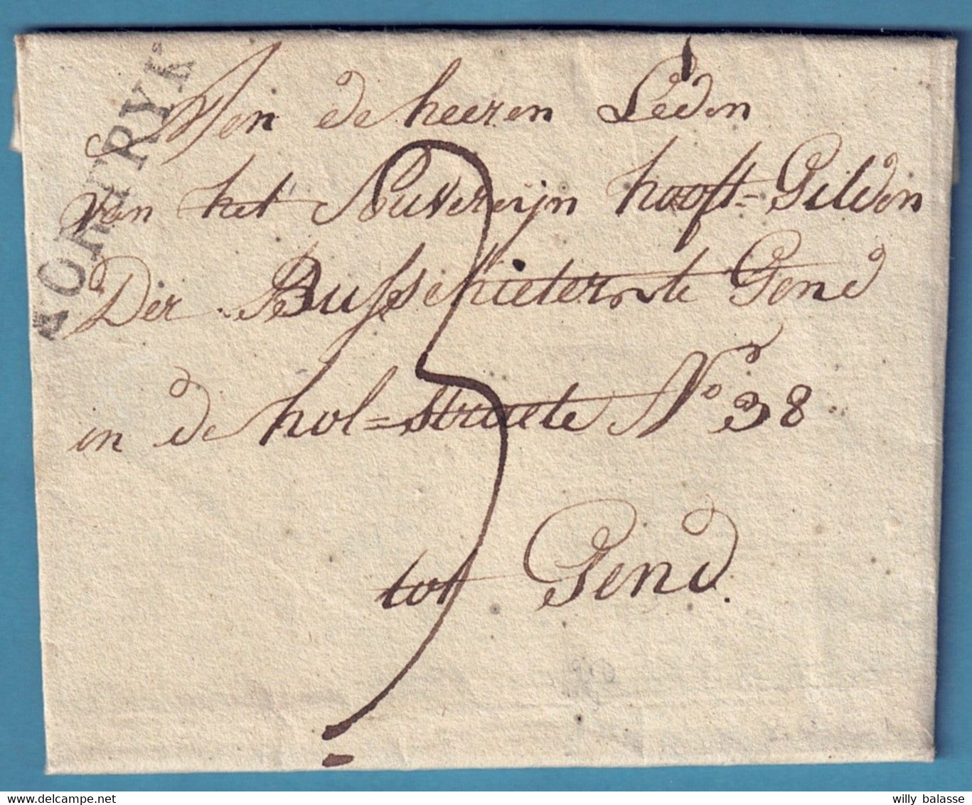 Lac 1820 Datée De Harelbeke Marque KORTRYK + "3" Pour Gend - 1815-1830 (Hollandse Tijd)