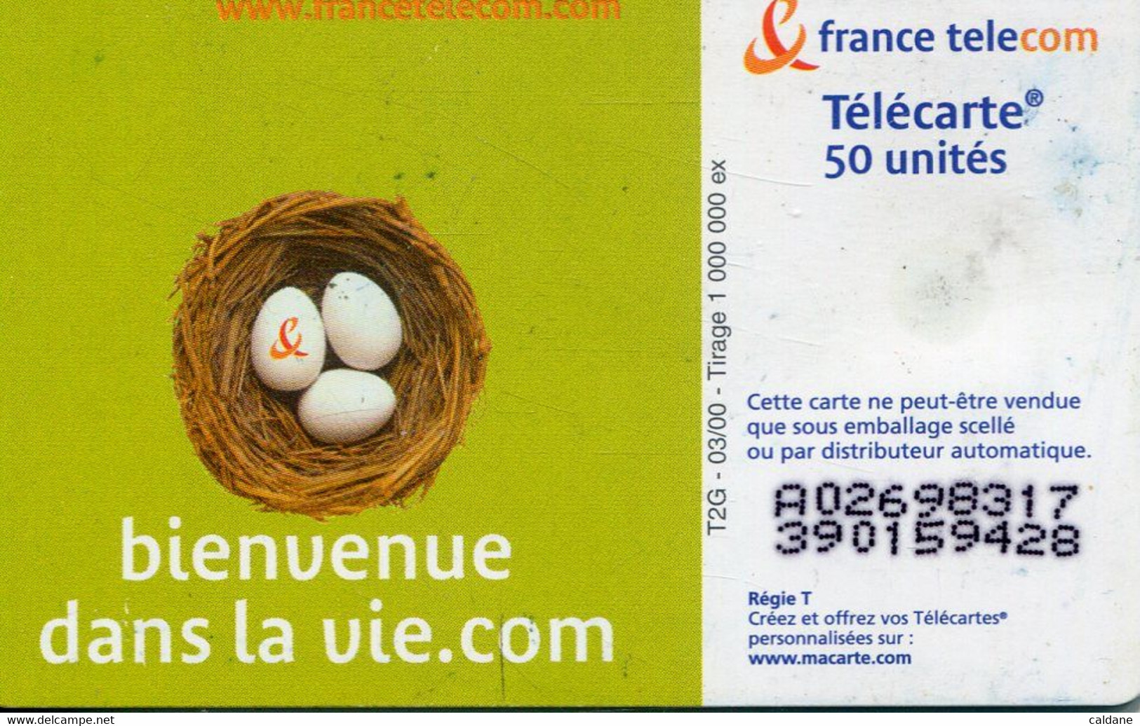TELECARTE  France Telecom 50 UNITES.   1.000.000 EX. - Cultural