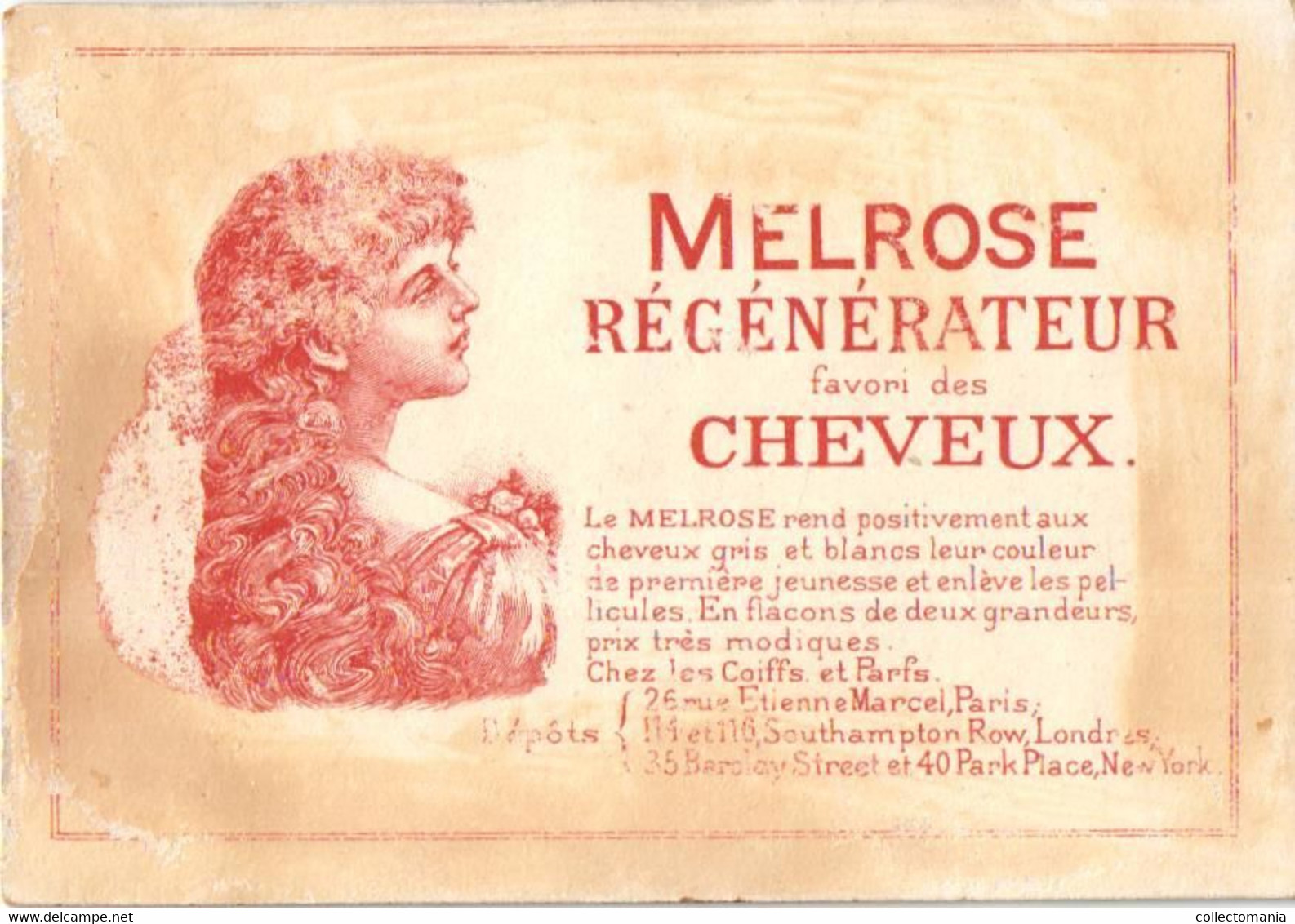 6 Cards MELROSE Régénérateur favori des Cheveux   Rue Etienne Marcel Paris Litho parfum haar - hair perfume