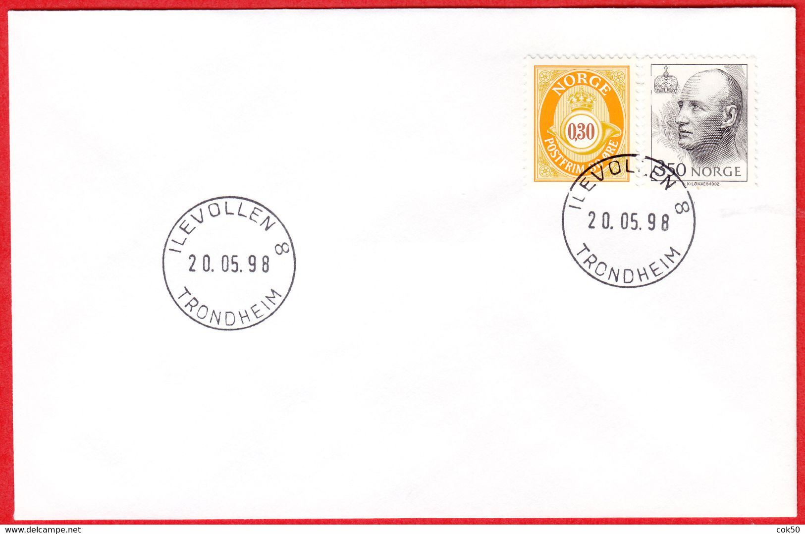 NORWAY -  TRONDHEIM/ILEVOLLEN 8 (Trøndelag County) - Last Day/postoffice Closed On 1998.05.20 - Local Post Stamps