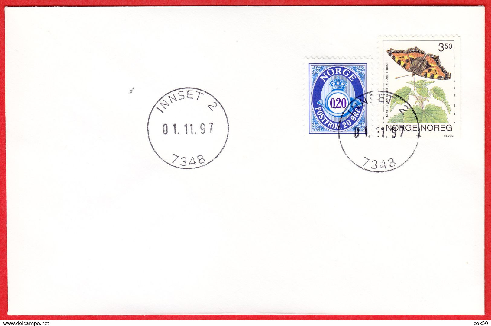 NORWAY -  7348 INNSET 2 (Trøndelag County) - Last Day/postoffice Closed On 1997.11.01 - Local Post Stamps
