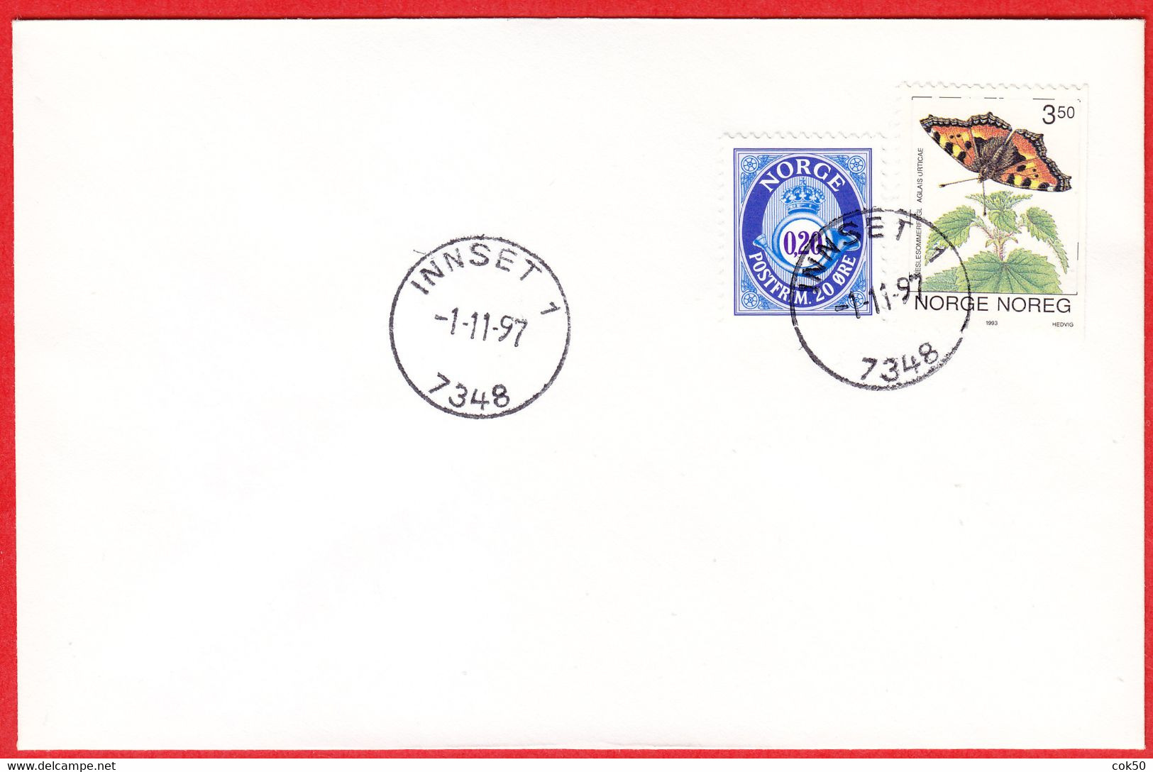 NORWAY -  7348 INNSET 1 (Trøndelag County) - Last Day/postoffice Closed On 1997.11.01 - Emisiones Locales