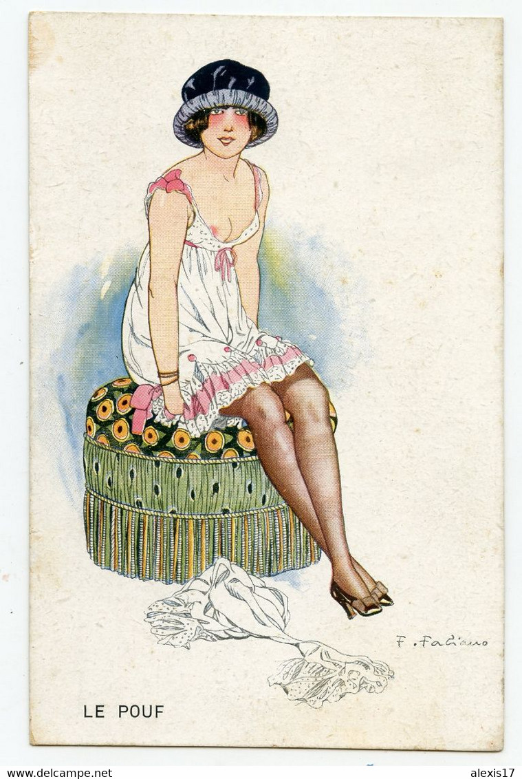 Illustrateur Fabiano. Jeune Fille En Lingerie Fine, Sexy Assise Sur Le Pouf. érotique.( Sièges Féminins ) - Fabiano