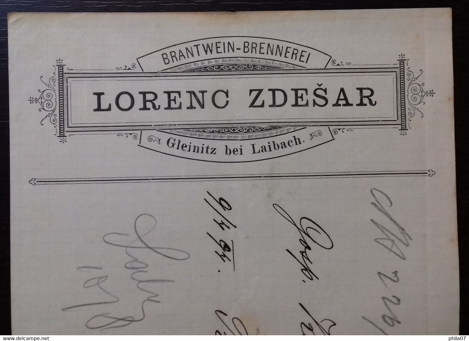 The Distillery - Lorenc Zdesar. Brantwein-Brennerei, Gleinitz Bei Laibach, 1894 - Sonstige & Ohne Zuordnung
