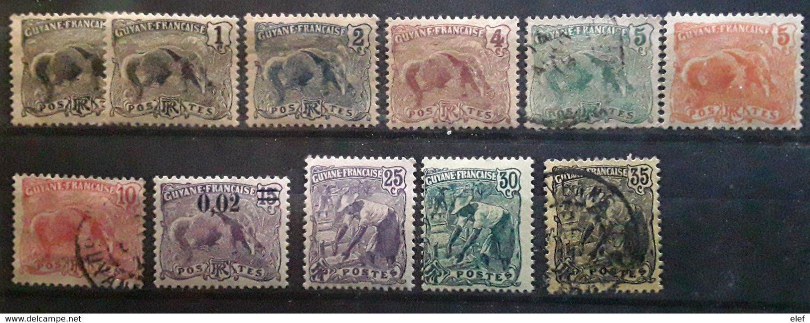 GUYANE FRANÇAISE 1904 - 1928, Type Fourmilier / Laveur D'or, 11 Timbres Neufs **/*/o , TB - Sonstige & Ohne Zuordnung