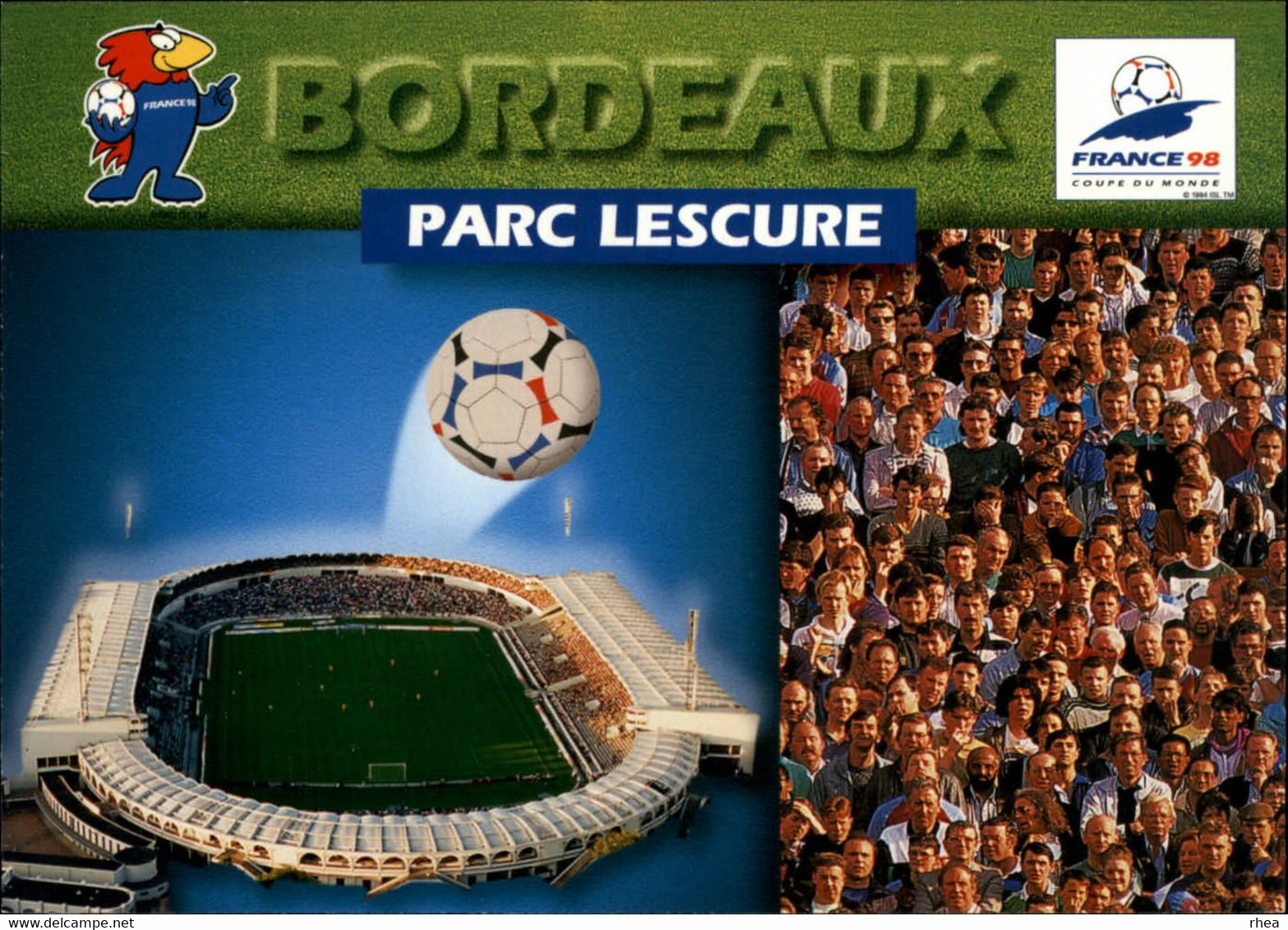 SPORTS - FOOTBALL - Série de 9 cartes - Stades coupe du Monde 98 - nantes, paris, marseille, lens, bordeaux, lyon, etc