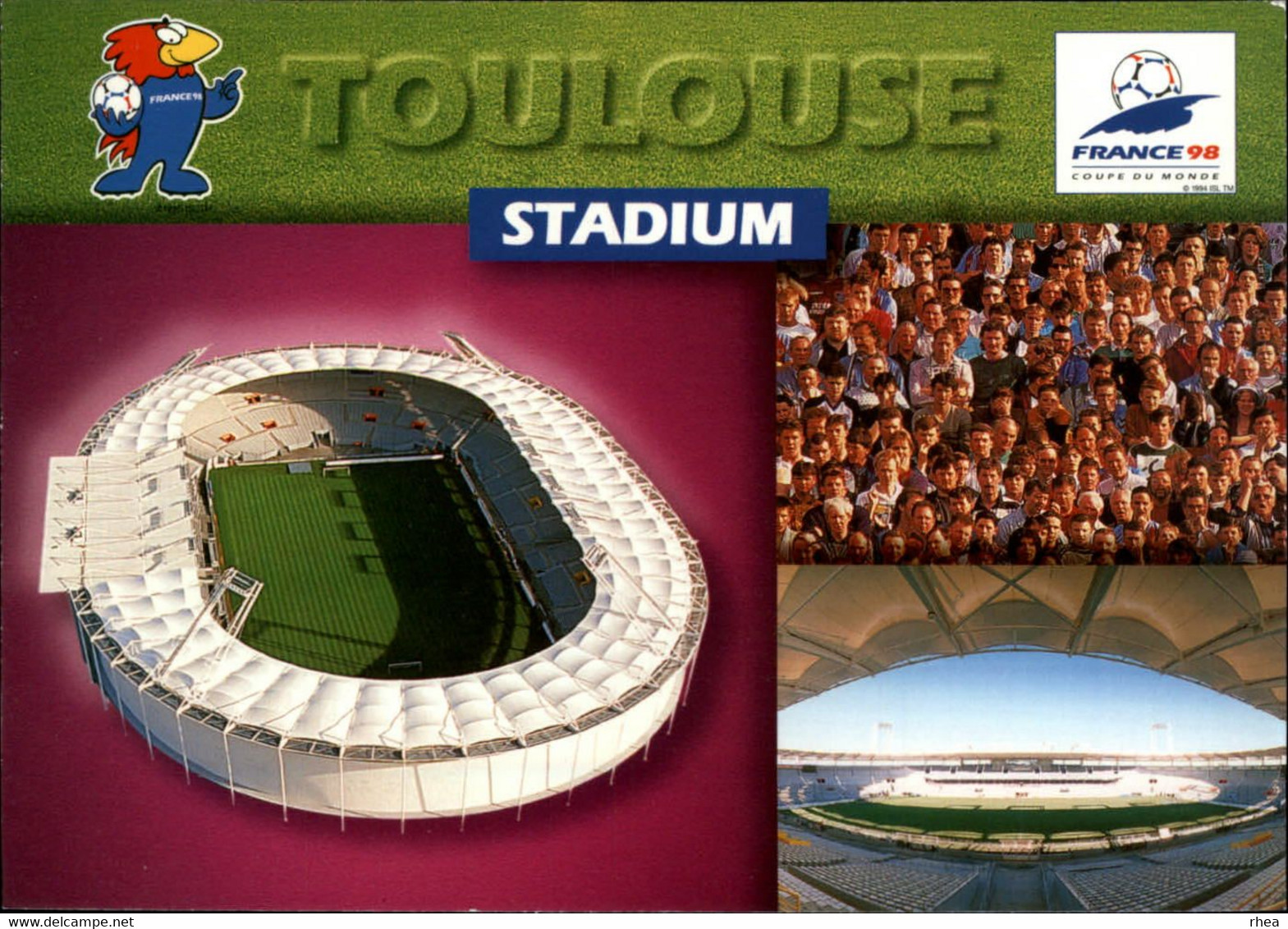 SPORTS - FOOTBALL - Série de 9 cartes - Stades coupe du Monde 98 - nantes, paris, marseille, lens, bordeaux, lyon, etc