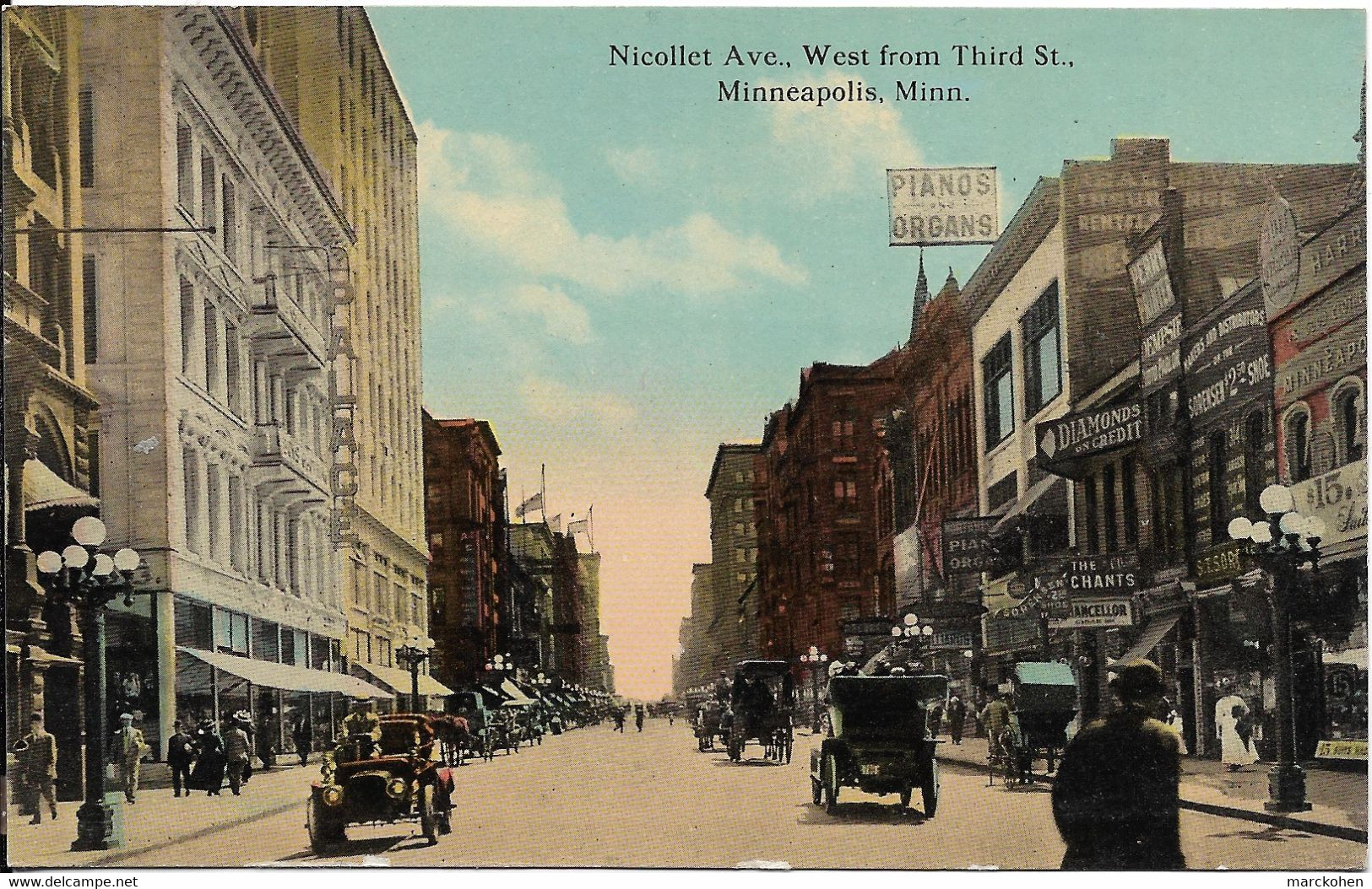 UNITED STATES - MINNEAPOLIS : Nicollet Avenue,  From Third Street. Belle Animation. CPA Colorisée Rare. - Minneapolis