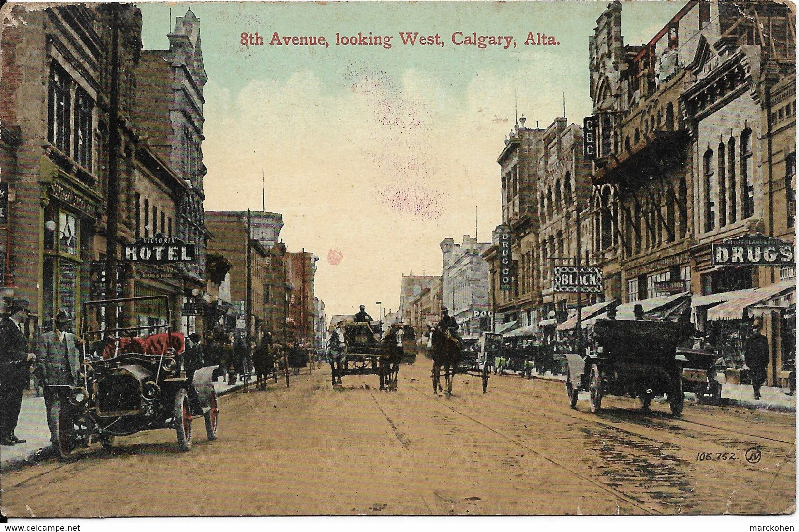 CANADA - CALGARY - ALBERTA : 8th Avenue, Looking West. Belle Animation. CPA  Colorisée Rare. - Calgary