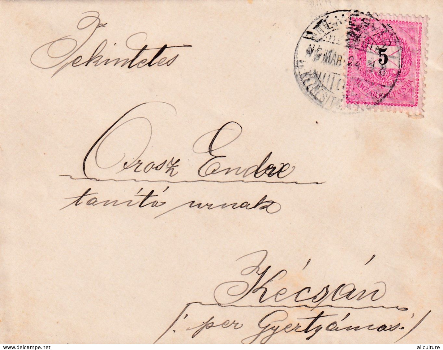 A8095- LETTER TO TEMESVAR TIMISOARA ROMANIA, USED STAMP ON COVER 1895 MAGYAR POSTA STAMP VINTAGE - Brieven En Documenten