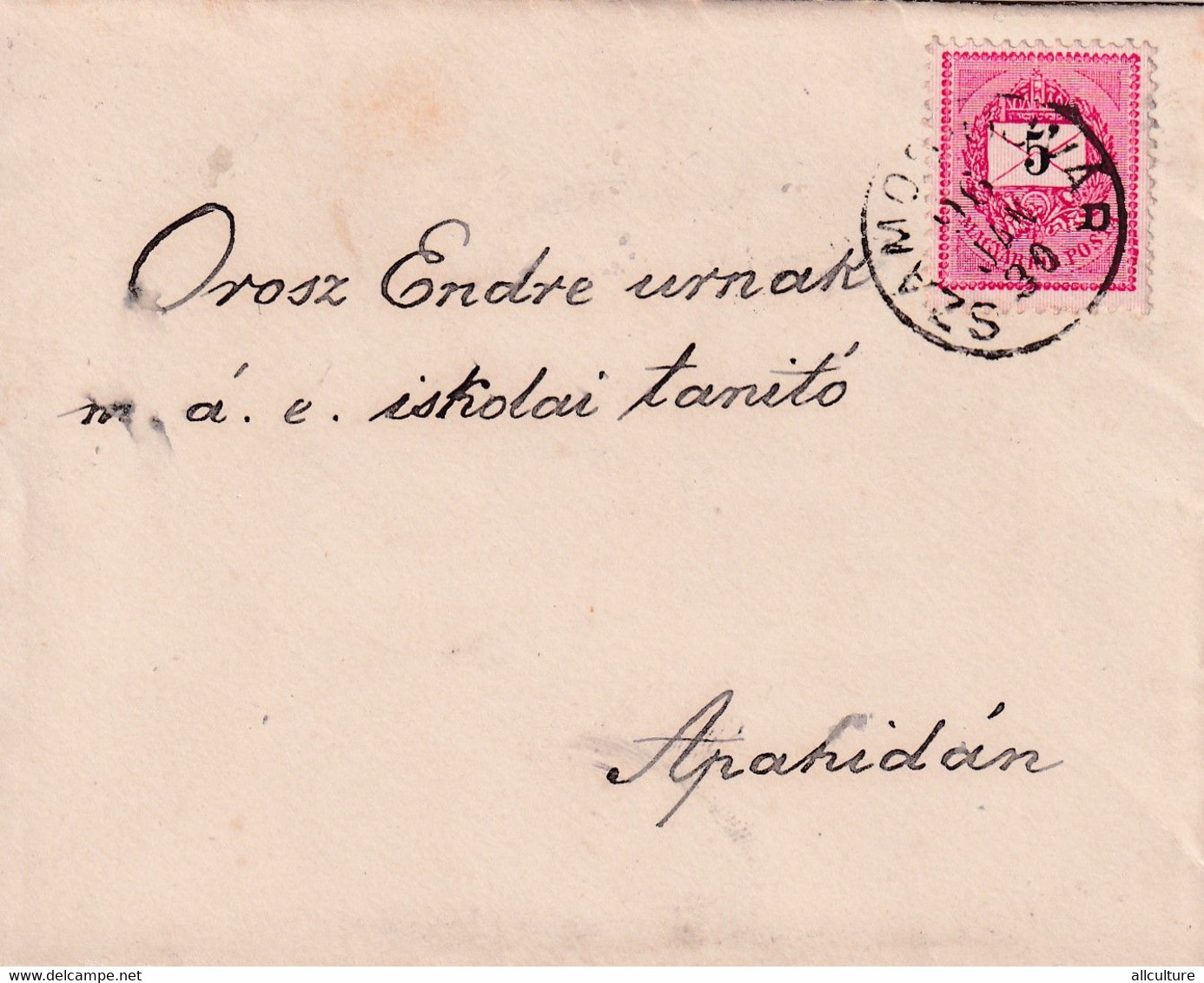 A8100- LETTER SENT TO APAHIDAN, USED STAMP ON COVER 1896 MAGYAR POSTA STAMP VINTAGE - Covers & Documents