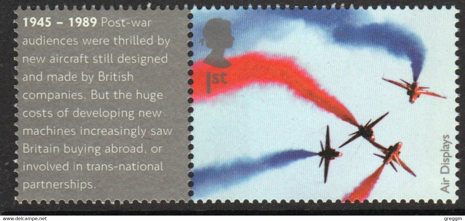 Great Britain 2008 Single 1st Smiler Sheet Commemorative Stamp With Labels From The Air Display Set In Unmounted Mint. - Timbres Personnalisés