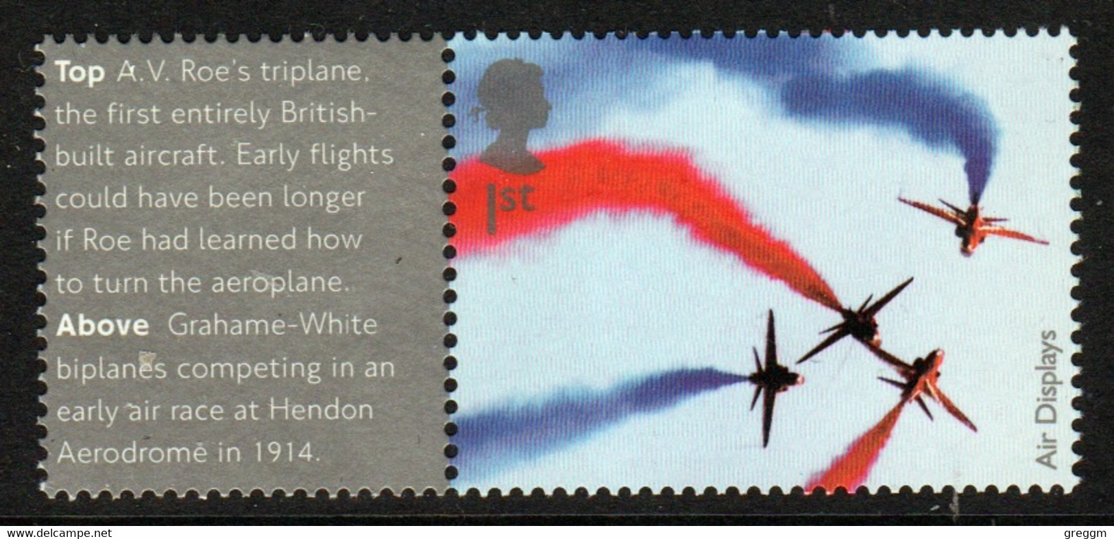 Great Britain 2008 Single 1st Smiler Sheet Commemorative Stamp With Labels From The Air Display Set In Unmounted Mint. - Francobolli Personalizzati