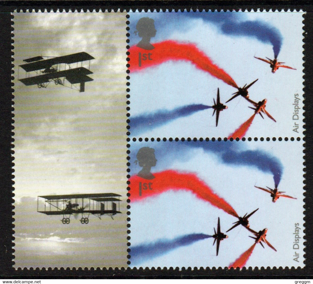 Great Britain 2008 Two 1st Smiler Sheet Commemorative Stamps With Label From The Air Display Set In Unmounted Mint. - Francobolli Personalizzati